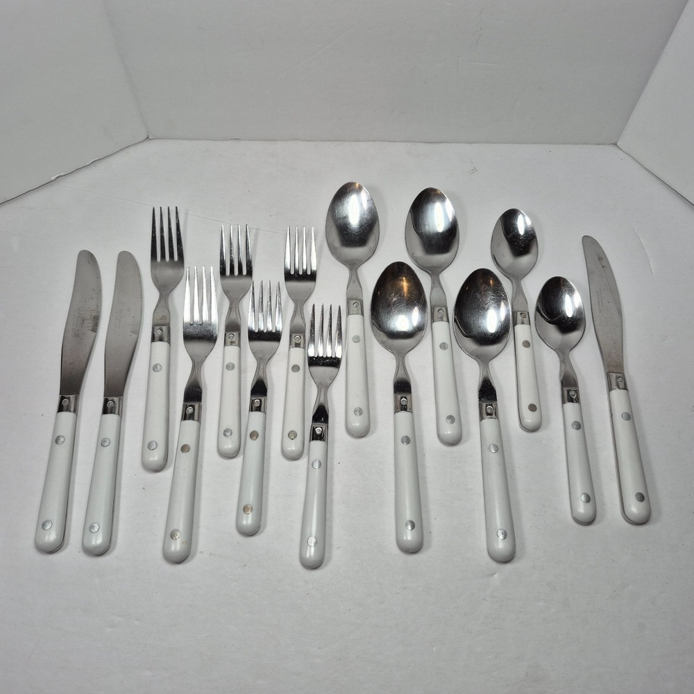 Mardi Gras White Stainless Flatware Washington Forge Mixed Lot of 15